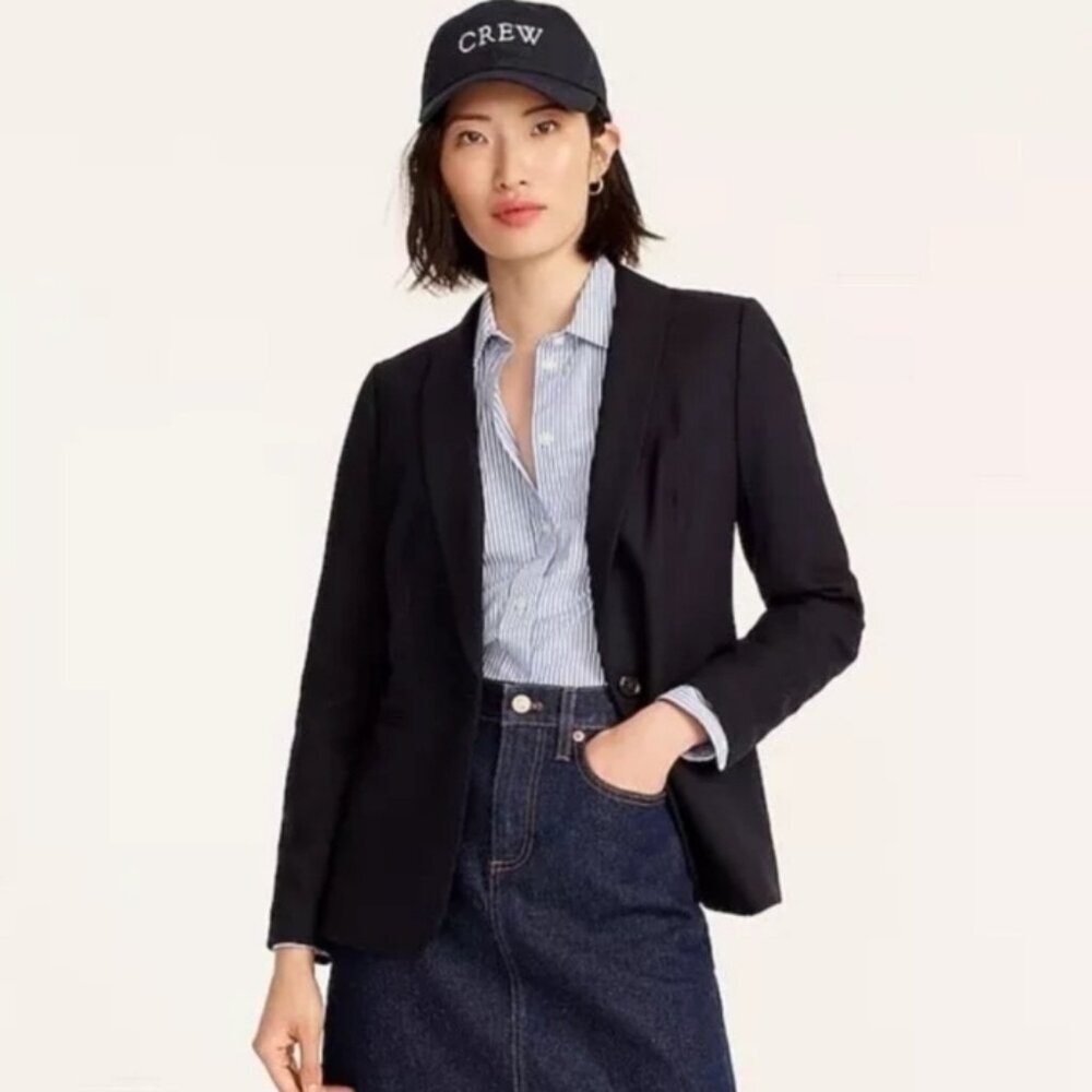 J. Crew Parke Wool Single Button Black Blazer Size 18 NWOT